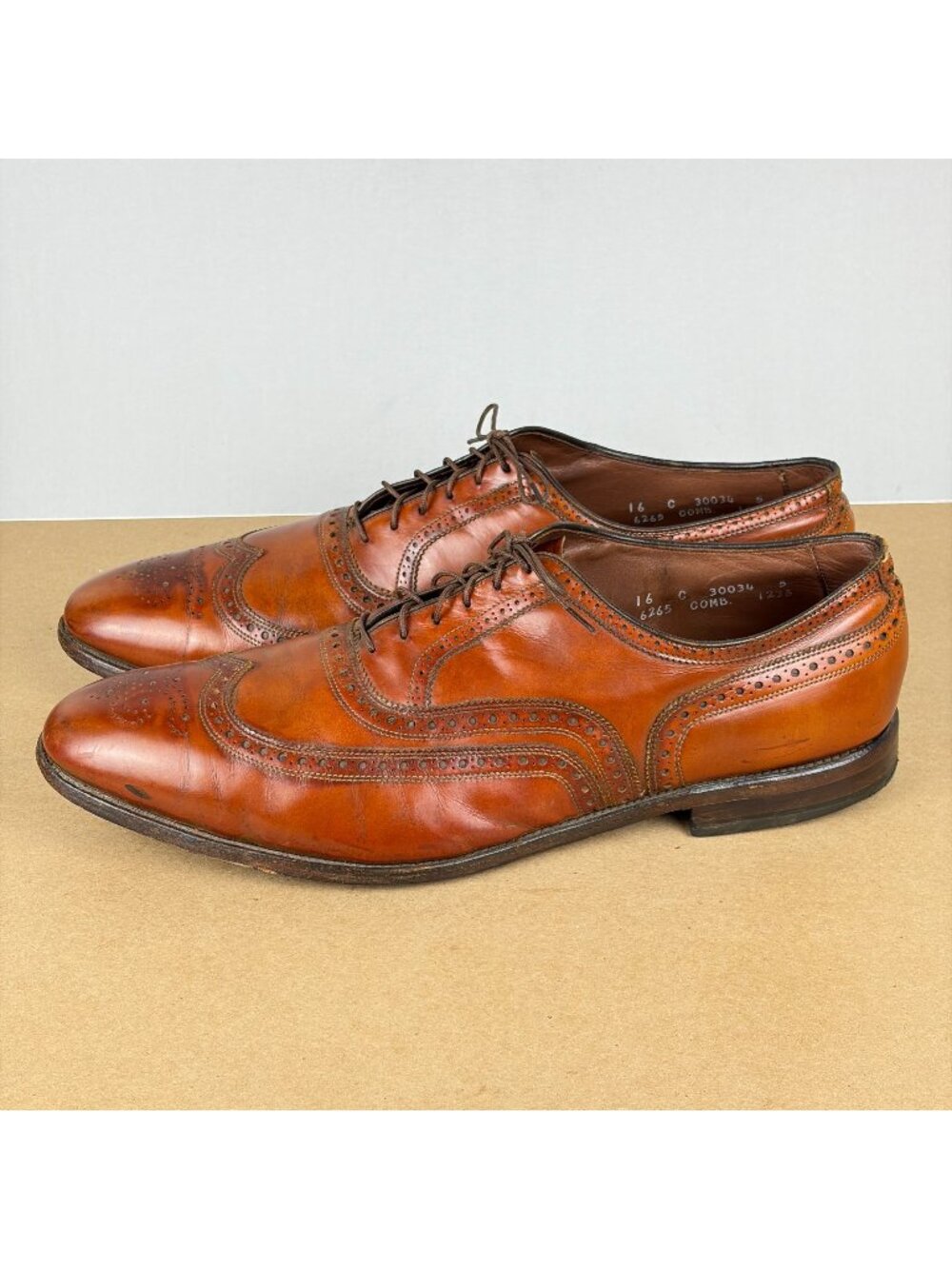 Allen Edmonds McAllister Wingtip Oxford Dress Shoes Mens 16 Brown Leather